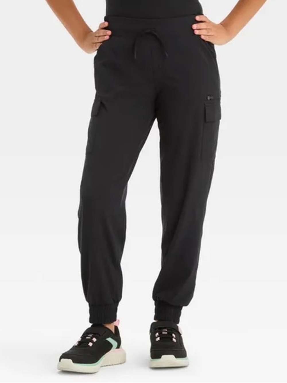 All In Motion Girls' Woven Cargo Jogger Pants - Black L